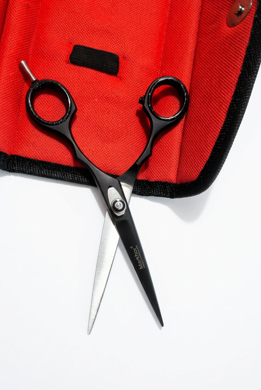Black Hair Cutting Scissors with Storage Case , 6 inches