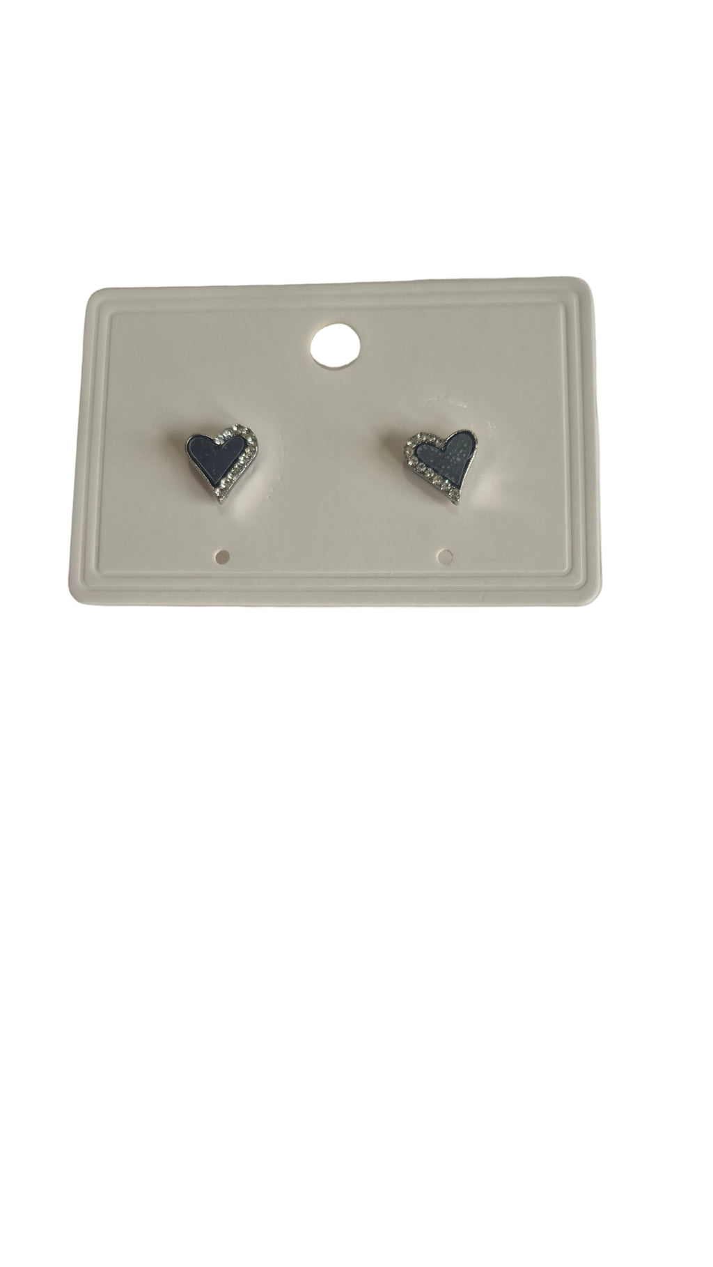 Midnight Sparkle Heart Stud Earrings
