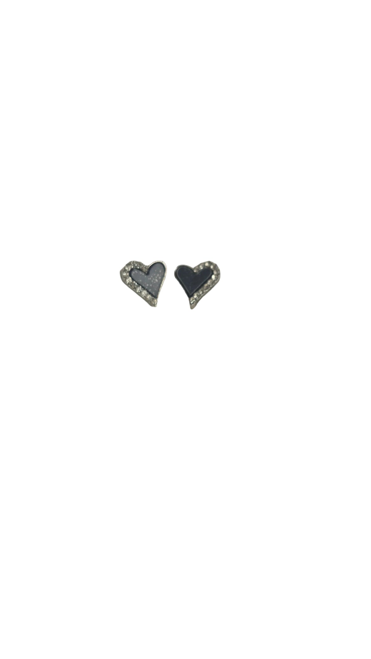 Midnight Sparkle Heart Stud Earrings