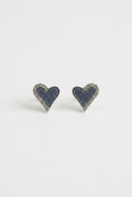 Midnight Sparkle Heart Stud Earrings