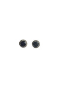 Midnight Black Round Halo Stud Earrings