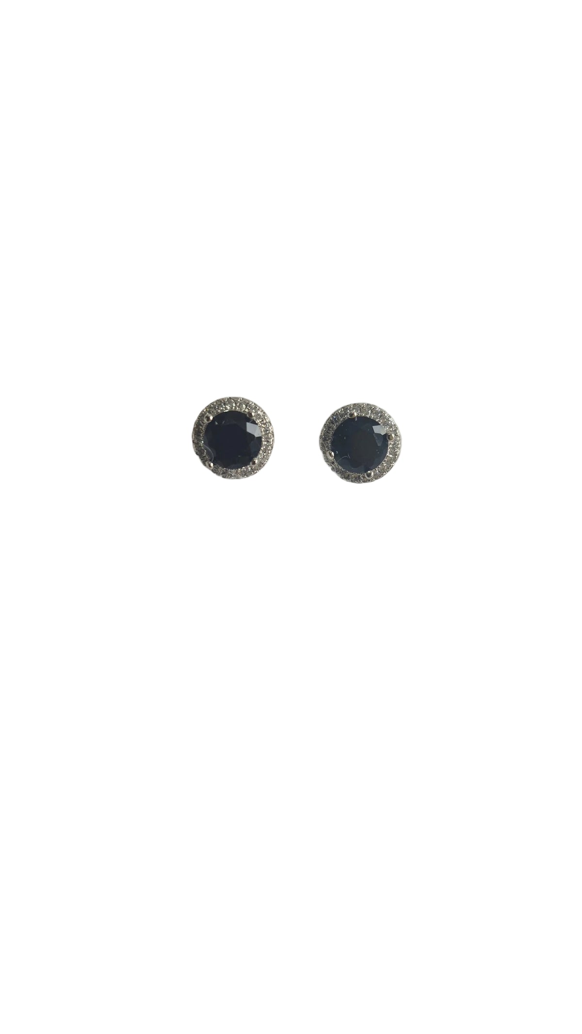 Midnight Black Round Halo Stud Earrings