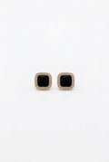 Black Square Halo Stud Earrings