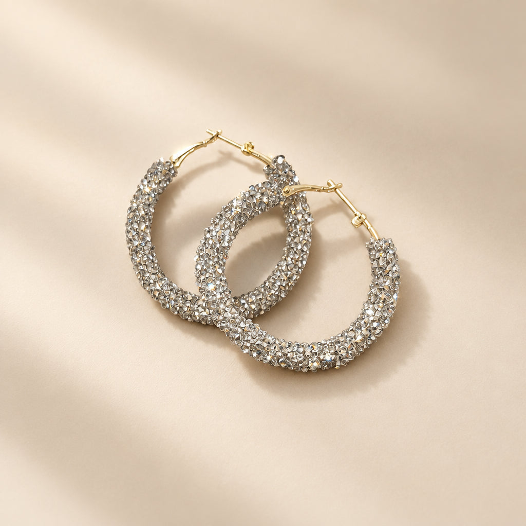 Sparkling Textured Hoop Earrings