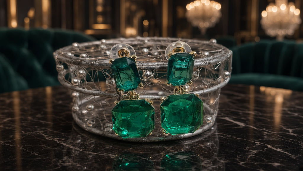 Green stone earrings