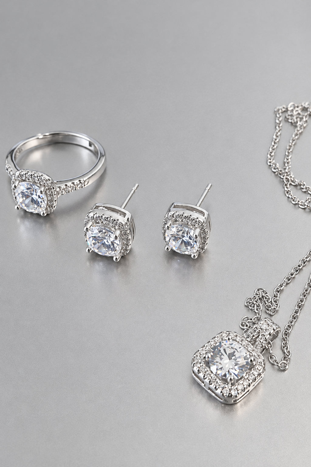 Crystal CZ Jewelry Set – Ring, Earrings & Necklace