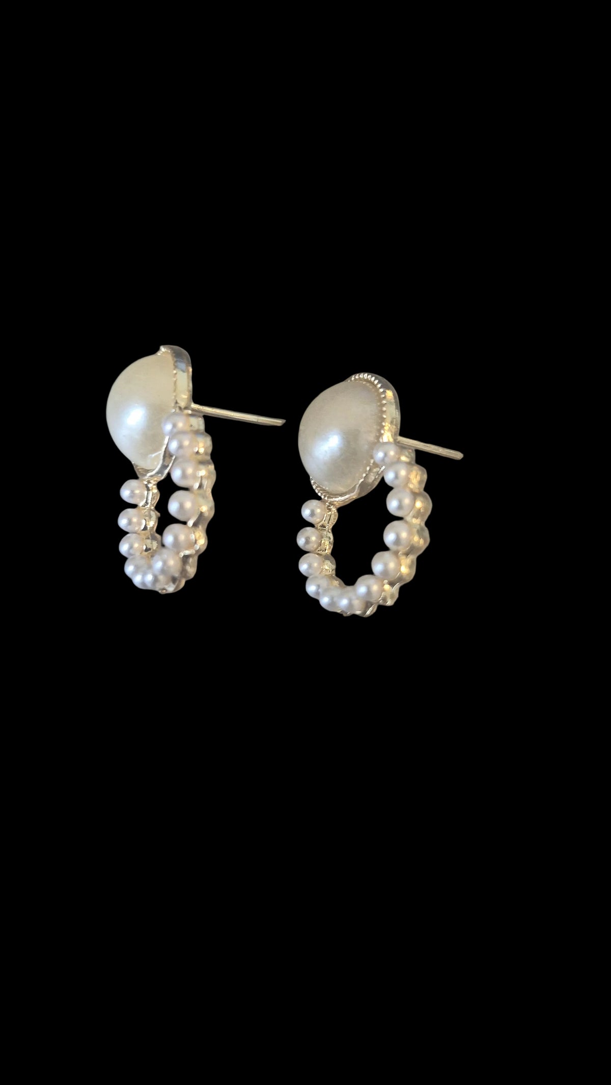 Pearl Halo Drop Earrings – Gold & Pearl Circle Studs