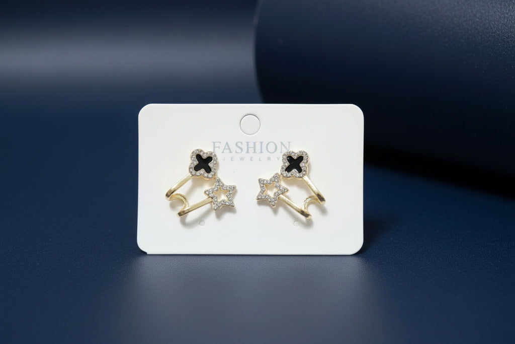 Crystal Clover & Star Earrings