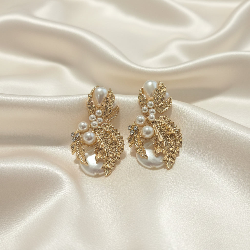 Rose Pink and Golden Earrings