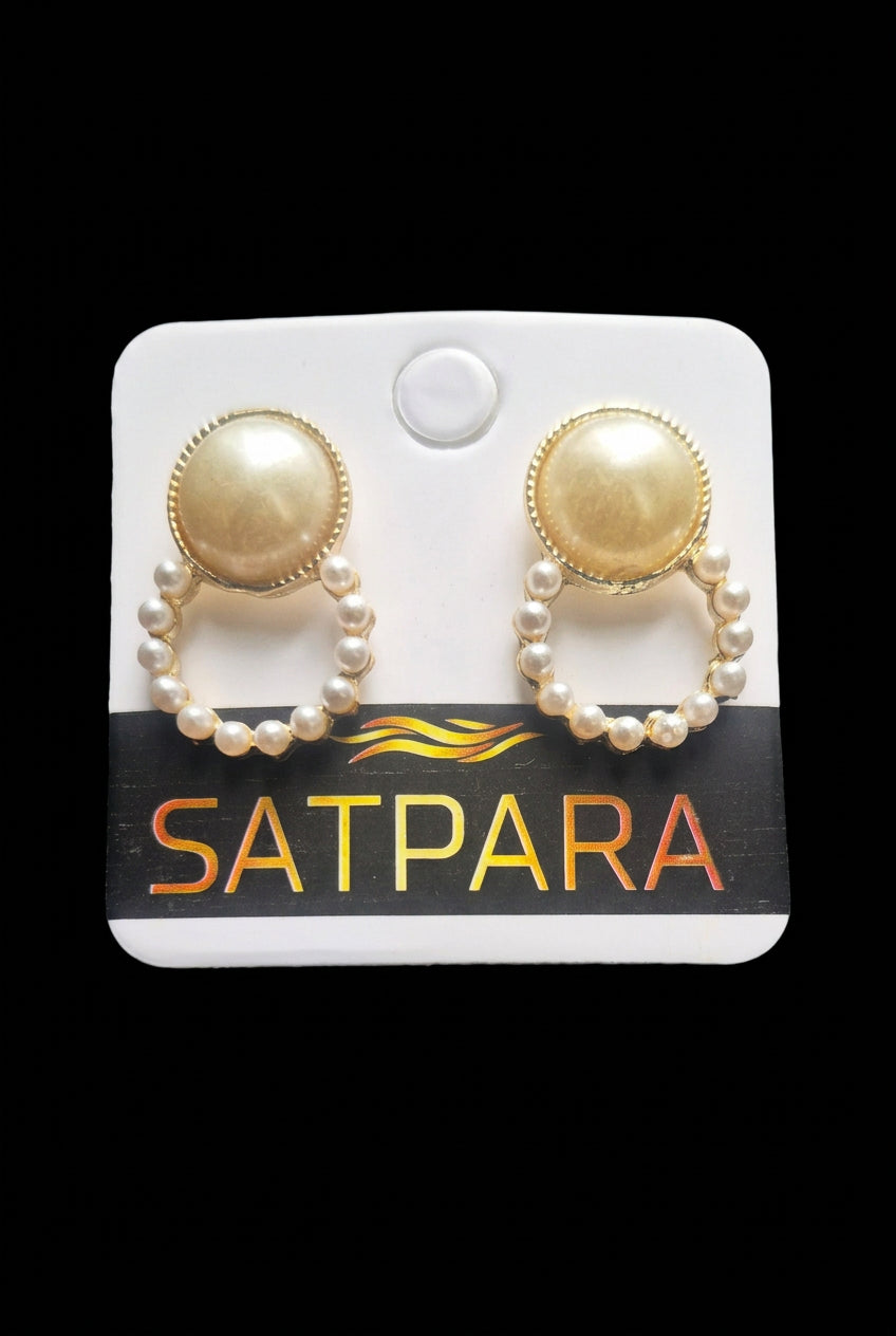 Pearl Halo Drop Earrings – Gold & Pearl Circle Studs