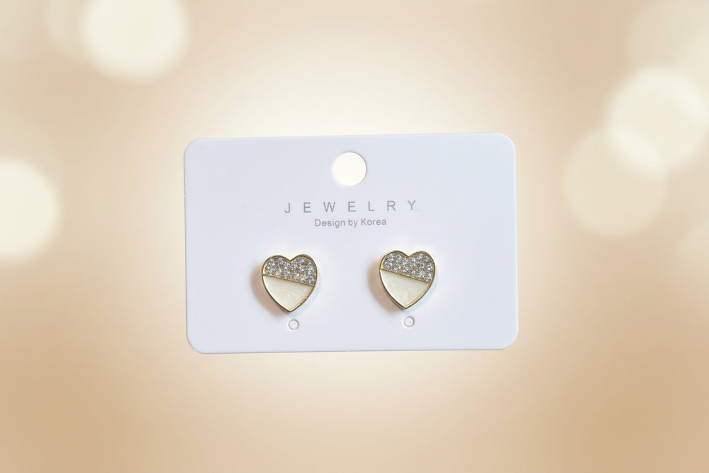 Crystal Pavé Heart Stud Earrings