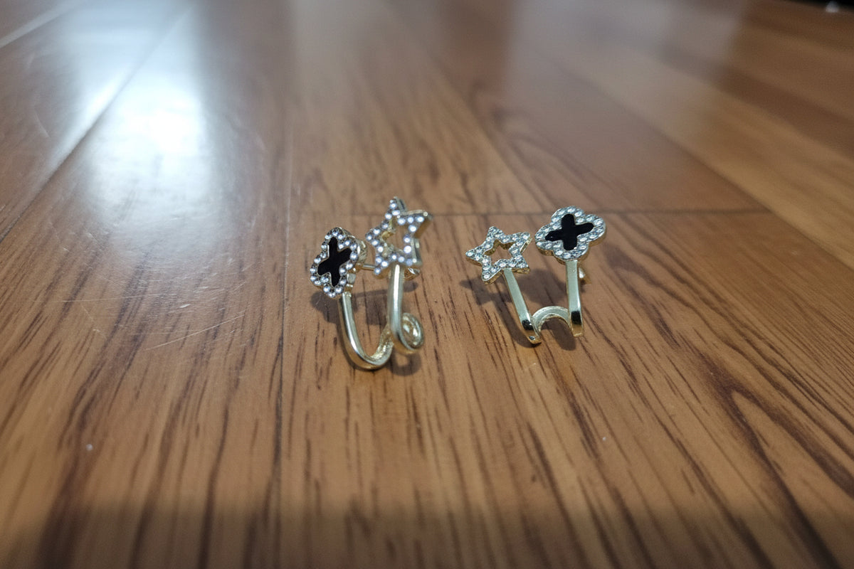 Crystal Clover & Star Earrings