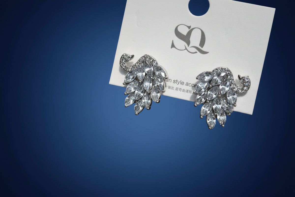 Crystal Swan Earrings – S925 Sterling Silver