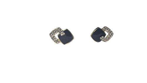 Black Geometric Stud Earrings