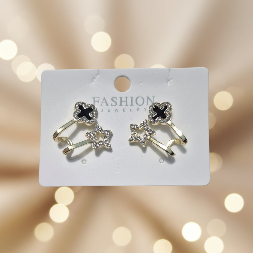 Crystal Clover & Star Earrings