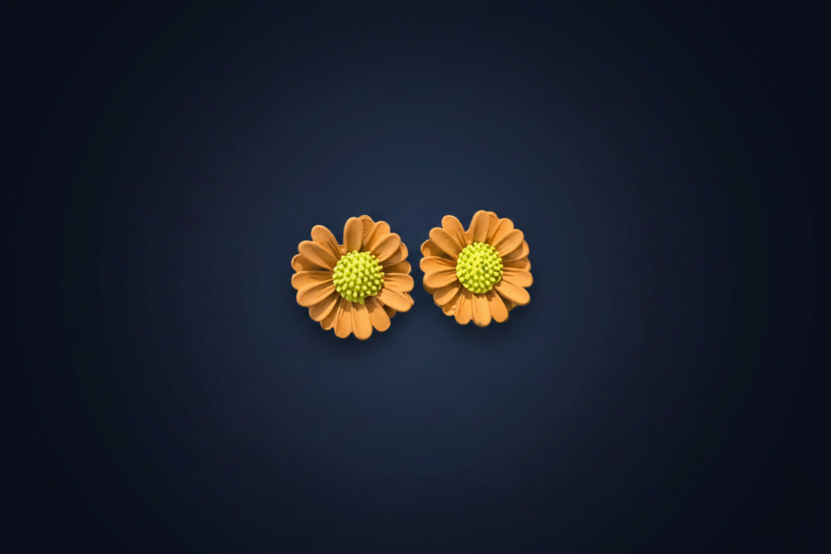 Daisy Flower Stud Earrings – Terracotta