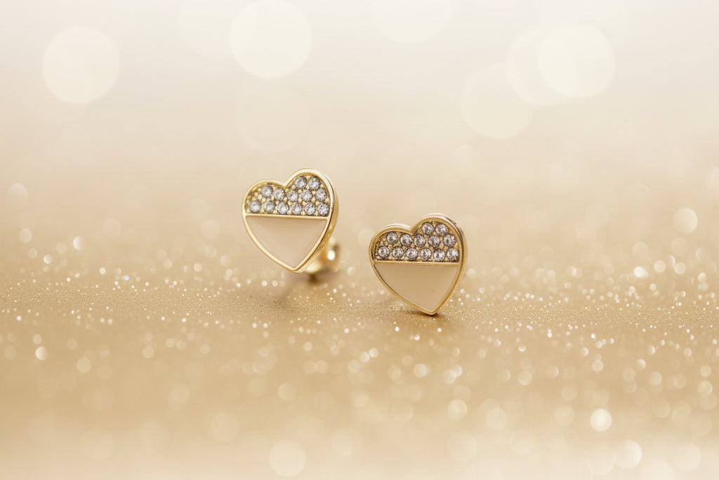 Crystal Pavé Heart Stud Earrings
