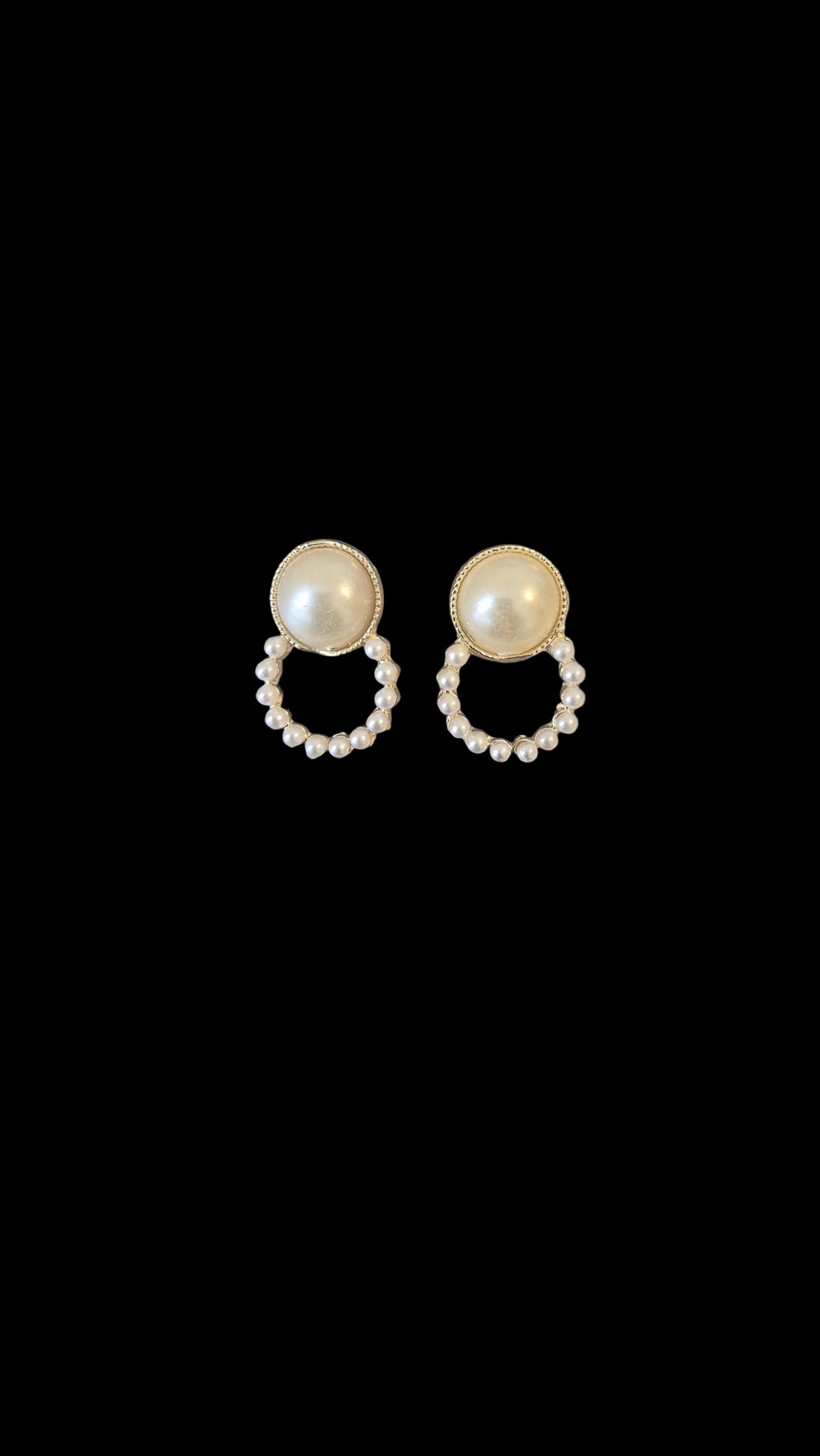 Pearl Halo Drop Earrings – Gold & Pearl Circle Studs